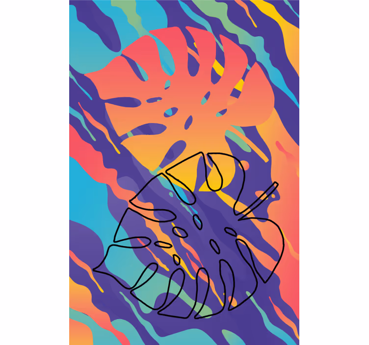 Abstracte bladmotieven modern rolgordijn - TenStickers