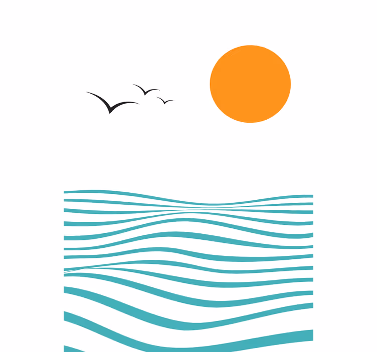 Zonsondergang met golven modern rolgordijn - TenStickers