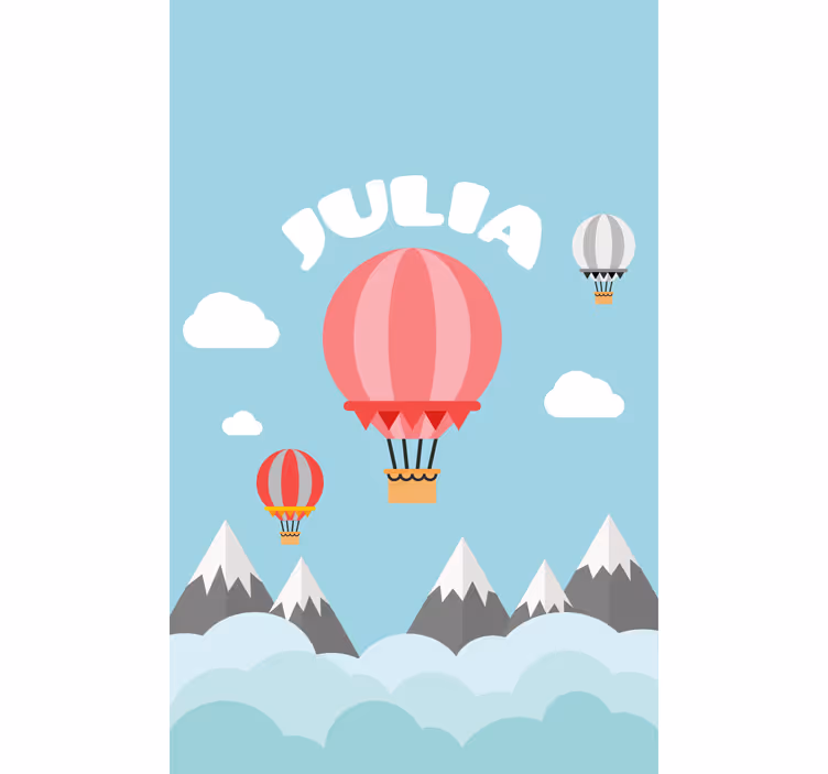 Heteluchtballonnen met naam kinderkamer rolgordijn - TenStickers