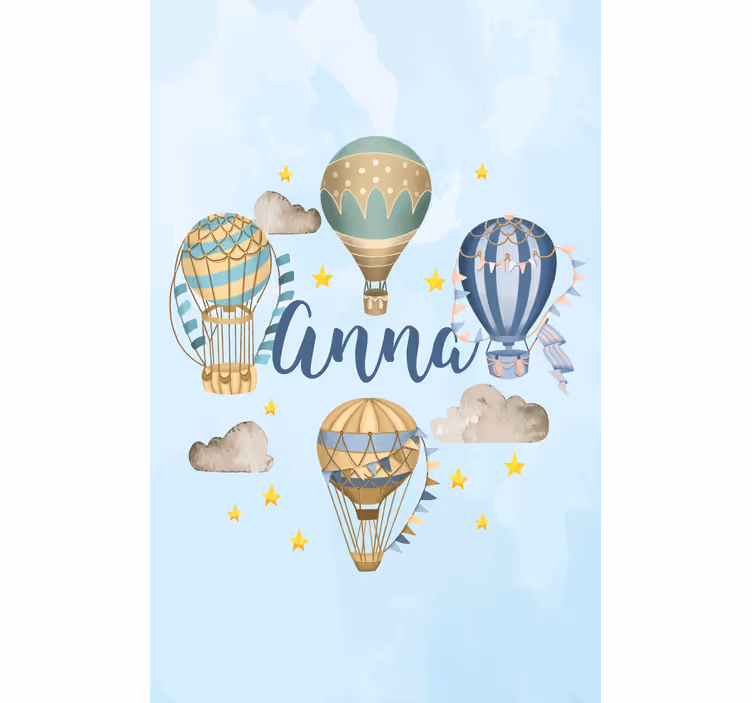 Heteluchtballonnen met naam rolgordijn gepersonaliseerd - TenStickers
