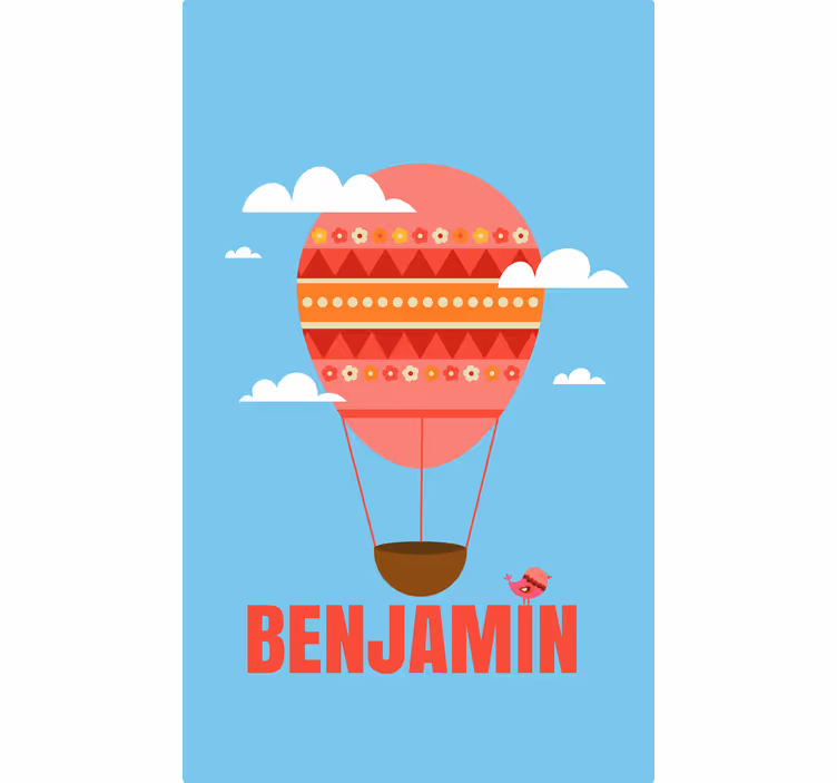 Kinderkamer rolgordijn luchtballon met naam - TenStickers