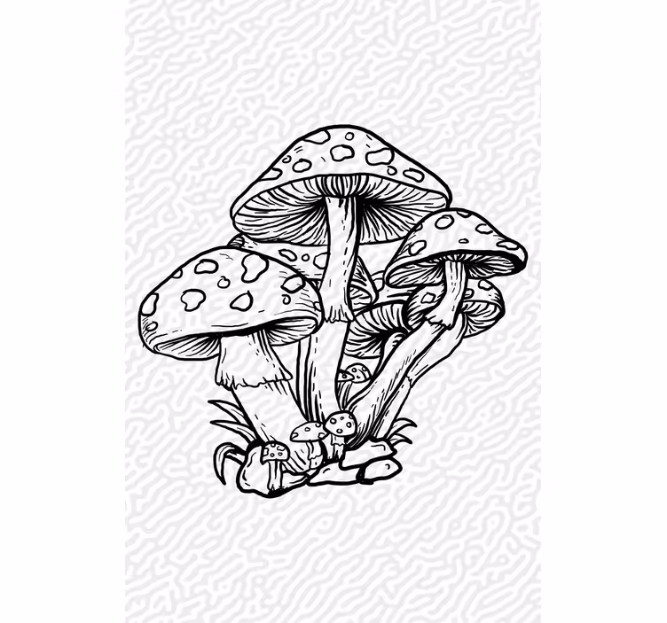 Silhouet van een paddenstoelcluster rolgordijn bomen - TenStickers