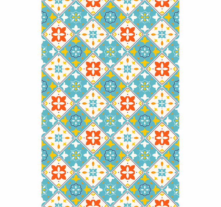 Blauwe en beige tegels badkamer rolgordijn - TenStickers