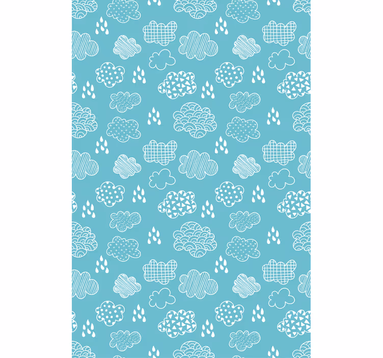 Blauw tekenpatroon rolgordijn wolken - TenStickers