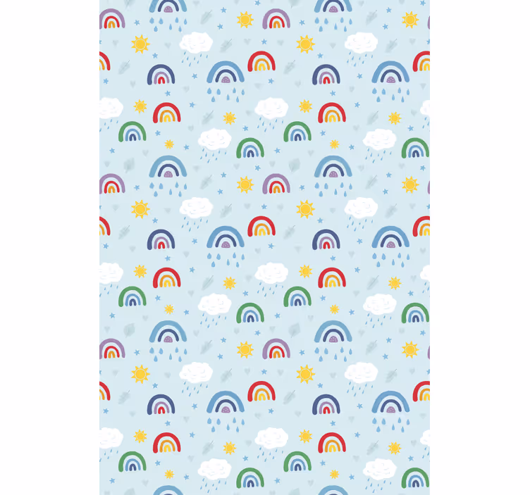 Blauwe regenbogen en wolken kinderkamer rolgordijn - TenStickers