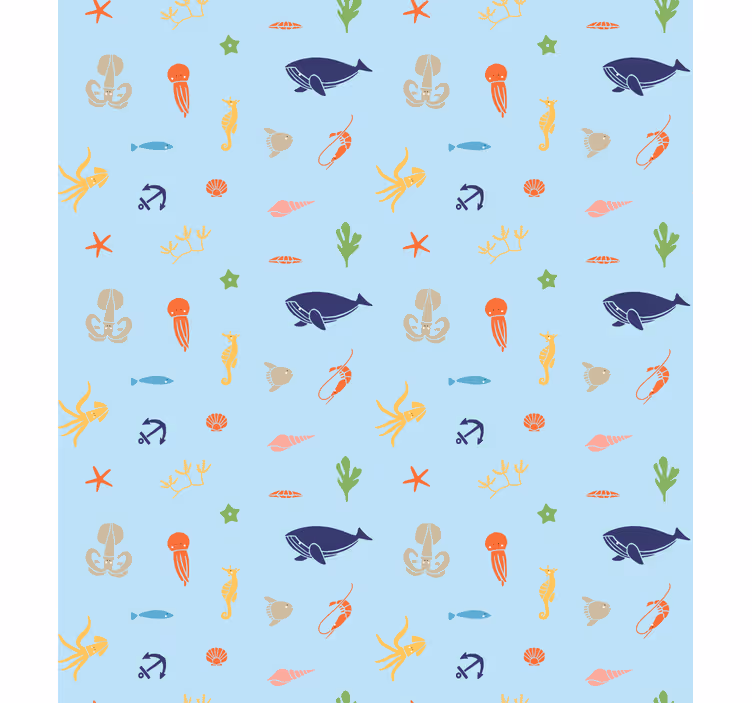 Raambekleding woonkamer Zeedieren op licht - TenStickers
