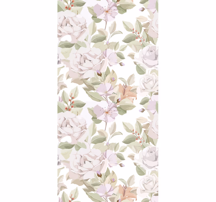 Beige bloemenmotief elegant rolgordijn - TenStickers