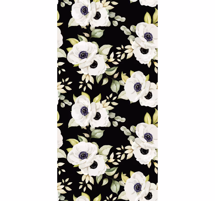 Rolgordijn bloemen elegant witte bloemen - TenStickers