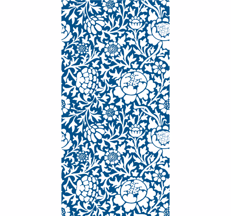 Blauw vintage patroon rolgordijn bloemen - TenStickers