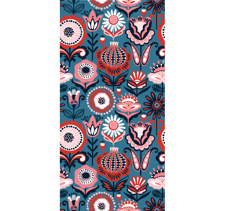 Retro folk patroon rolgordijn bloemen - TenStickers