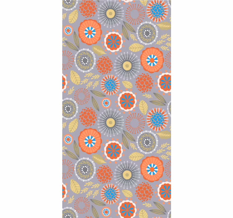 Rolgordijn bloemen en planten met helder bloemenpatroon - TenStickers
