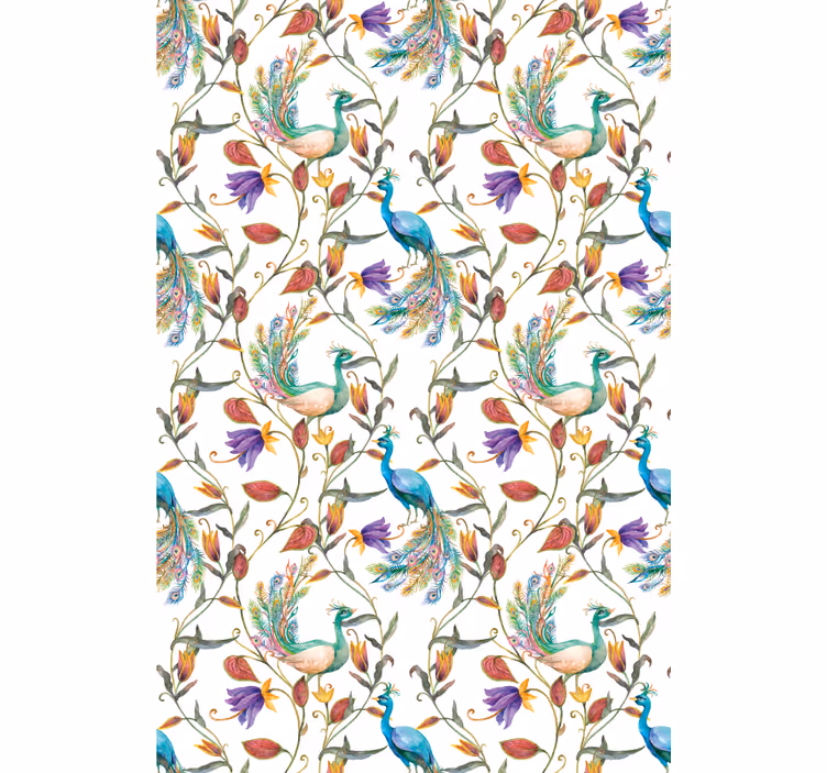 Elegante pauwbloem rolgordijn bloemen en planten - TenStickers