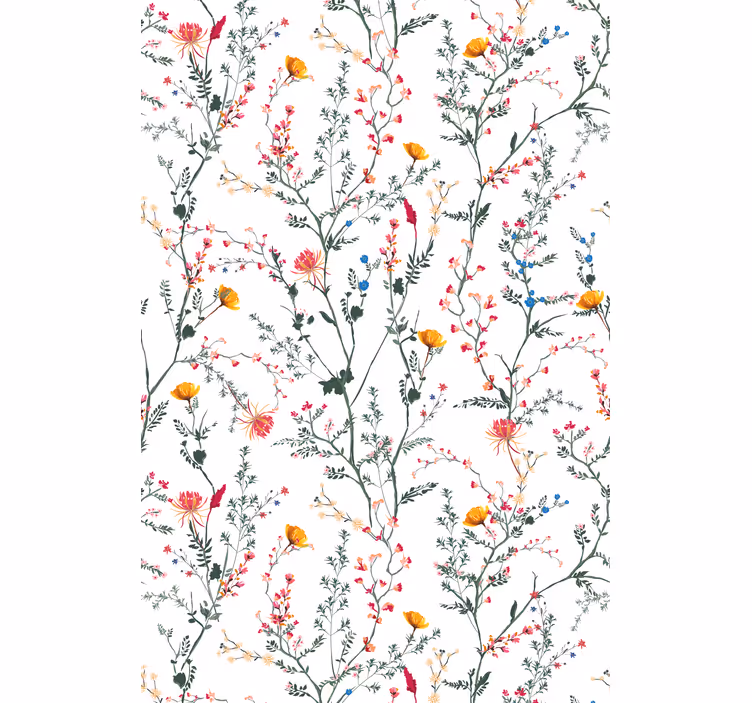 Bloemenvogelpatroon rolgordijn bloemen en planten - TenStickers