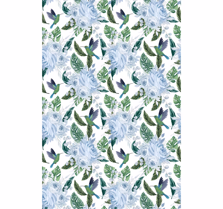 Kolibries en rozen rolgordijn bloemen en planten - TenStickers