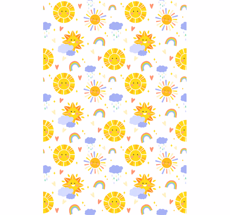 Zonnige wolken en regenbogen kinderkamer rolgordijn - TenStickers