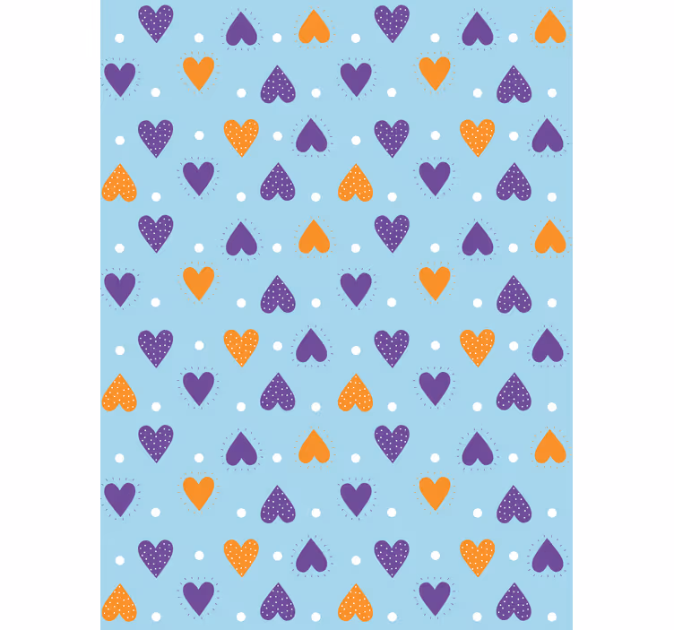 Blauw hartpatroon rolgordijn romantisch - TenStickers