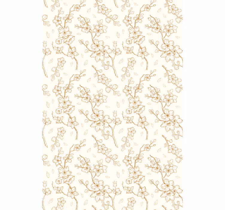 Eenvoudig beige bloesempatroon rolgordijn bloemen en planten - TenStickers