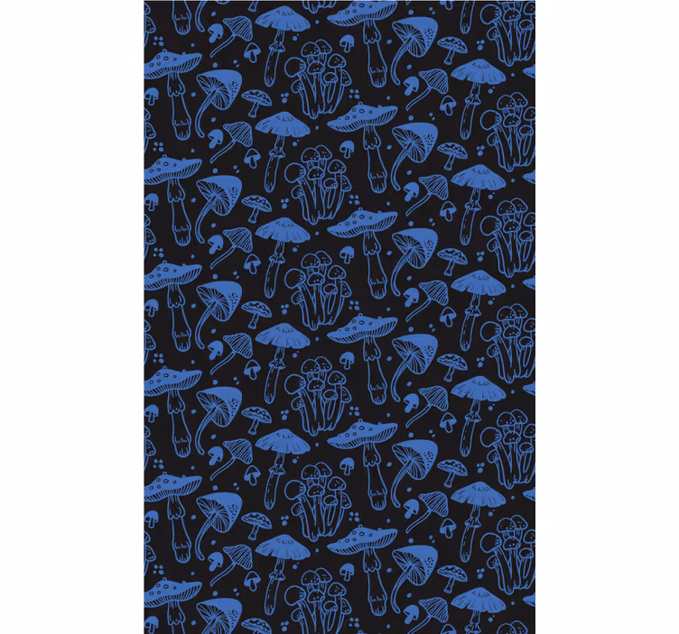 Blauw paddenstoelmotief origineel rolgordijn - TenStickers