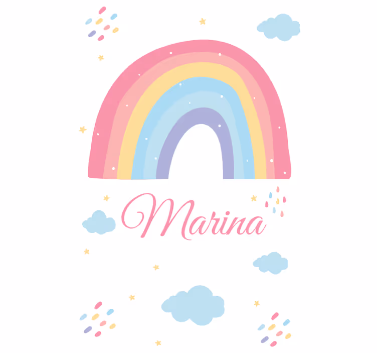 Rolgordijnen kinderkamer Schattige regenboog en wolk in pastel - TenStickers