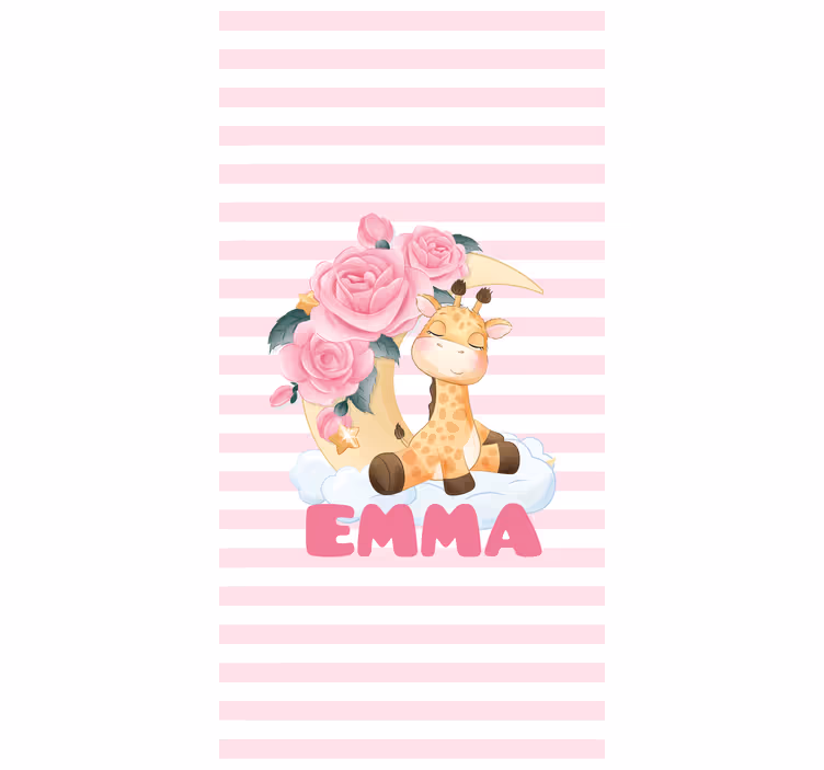 Giraffe met rozen rolgordijn gepersonaliseerd - TenStickers