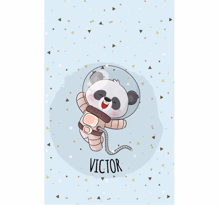Panda astronaut met naam kinderkamer rolgordijn - TenStickers