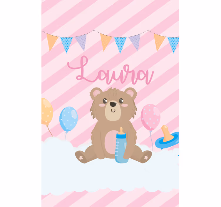 Teddybeerfeest rolgordijn gepersonaliseerd - TenStickers