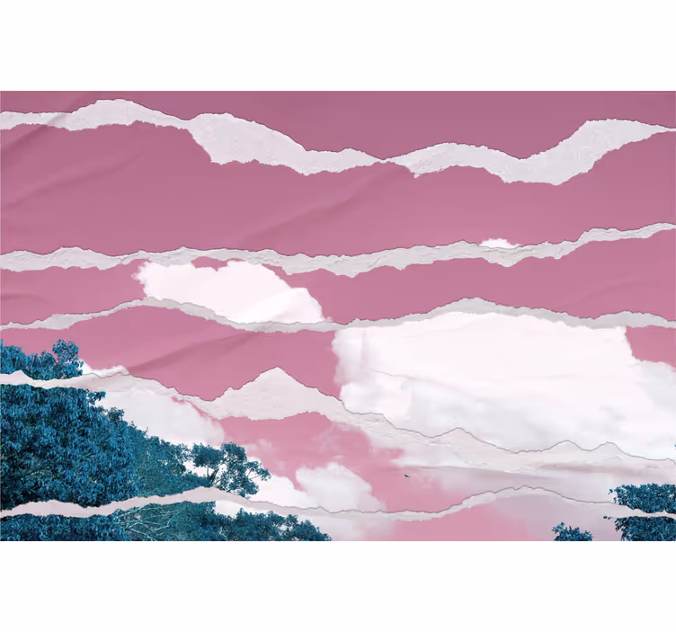 Bewolkte roze horizon rolgordijn wolken - TenStickers