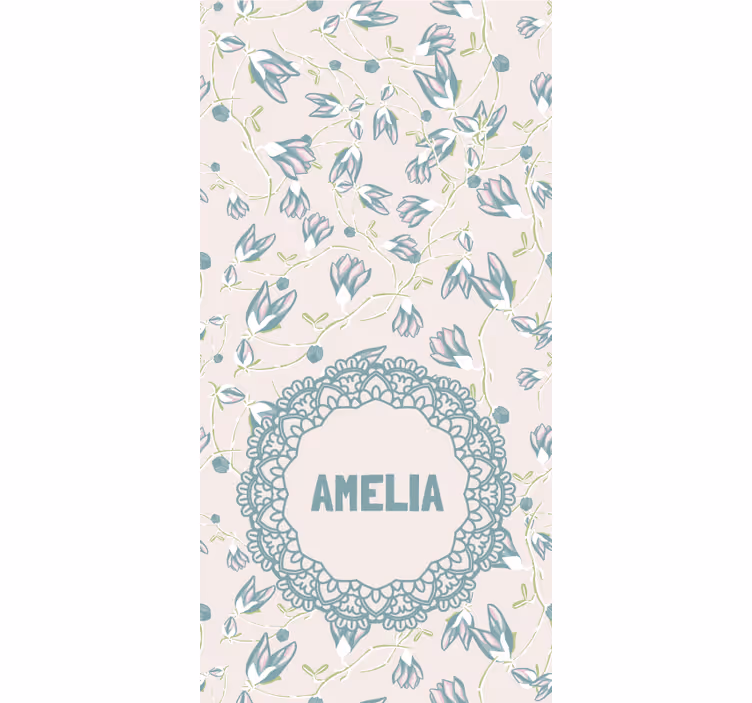 Naam met delicaat bloemenmotief rolgordijn tienerkamer - TenStickers