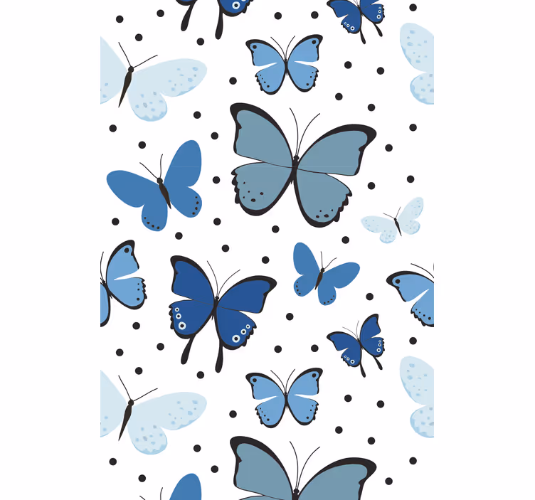 Blauw fladderend en stippen rolgordijn vlinders - TenStickers