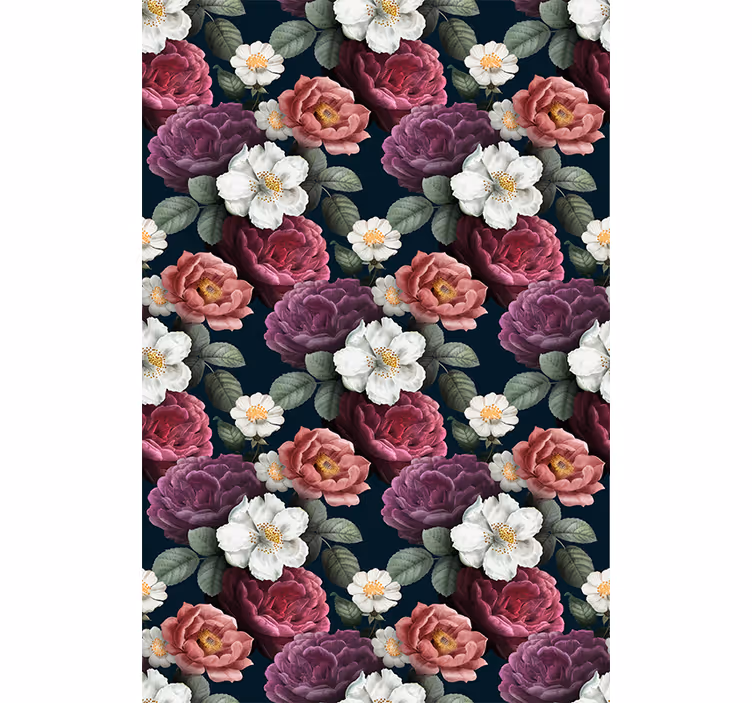 Rolgordijn bloemen elegante bloemcompositie - TenStickers