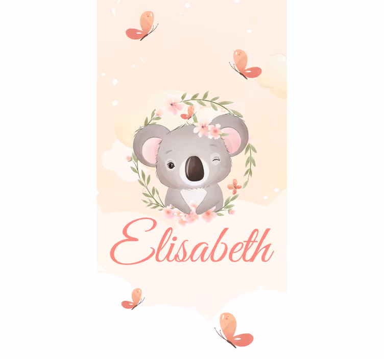 Kinderkamer rolgordijn baby koala met naam - TenStickers