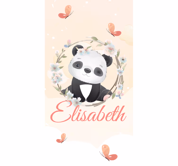 Baby panda met naam kinderkamer rolgordijn - TenStickers