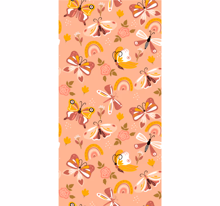 Roze fladderend patroon rolgordijn vlinders - TenStickers