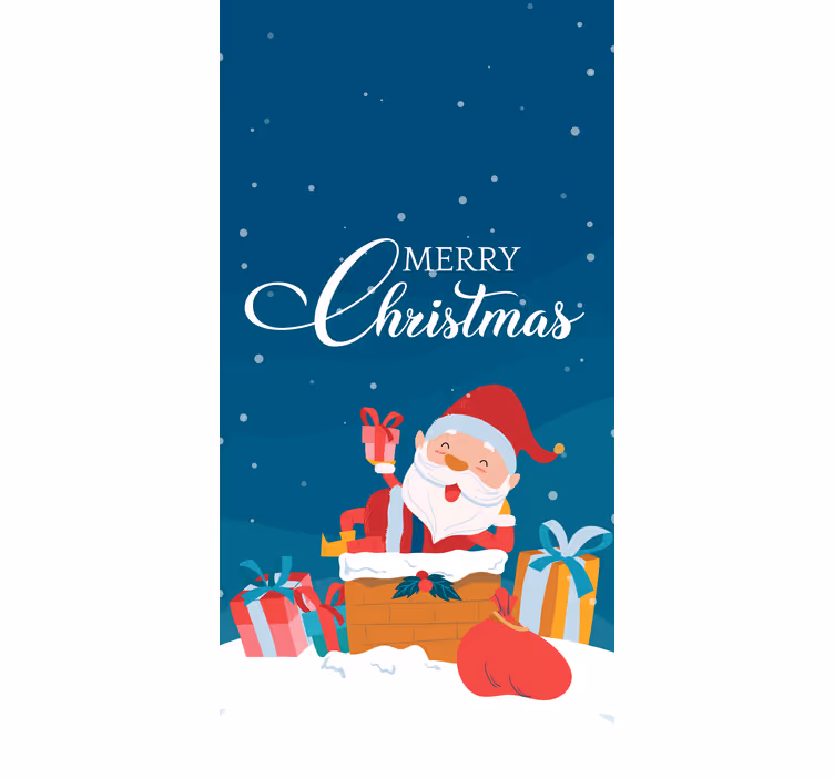 De kerstman omringd origineel rolgordijn - TenStickers