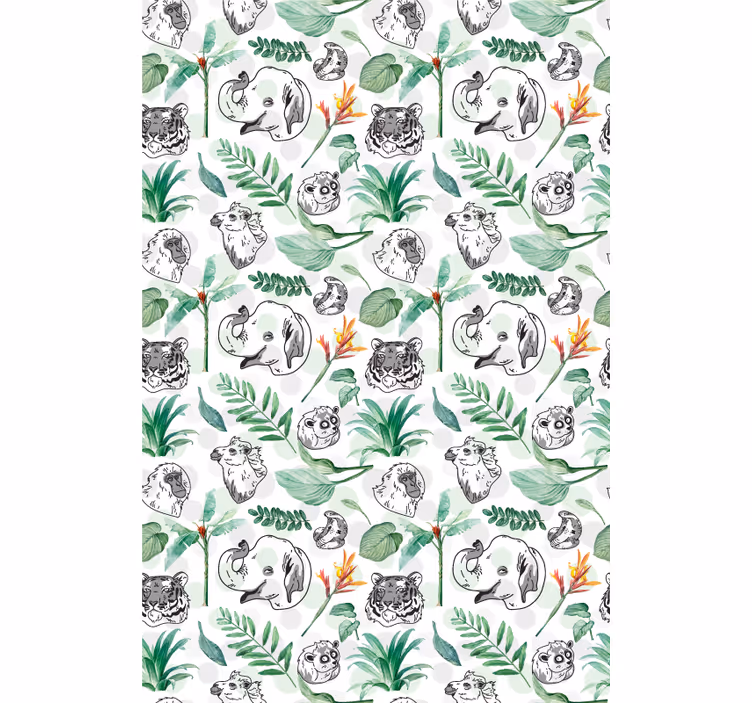 Groene jungledieren kinderkamer rolgordijn - TenStickers