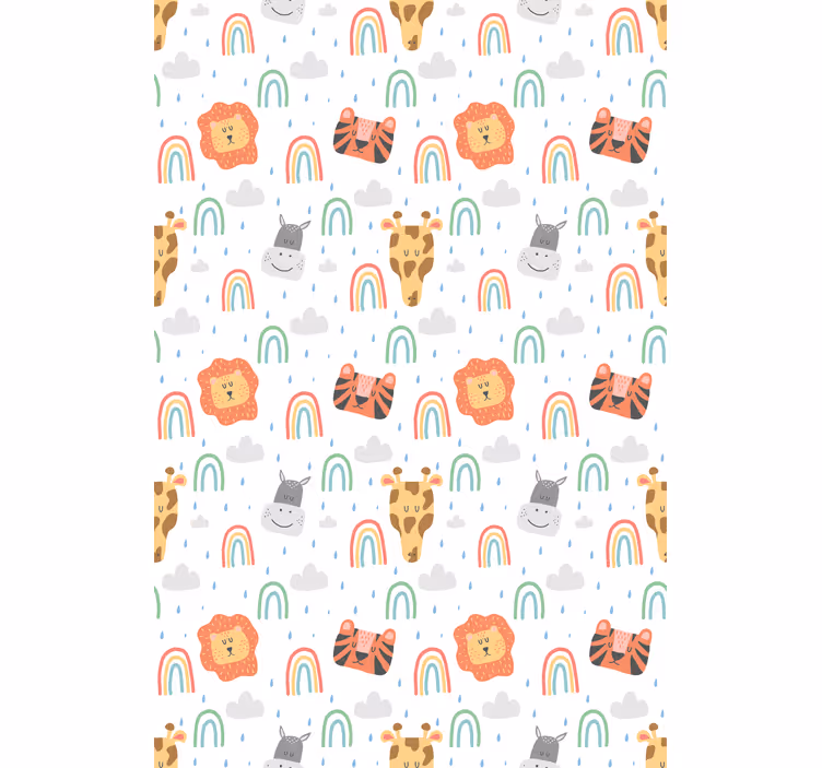 Wilde dieren met regenbogen rolgordijn Scandinavisch - TenStickers
