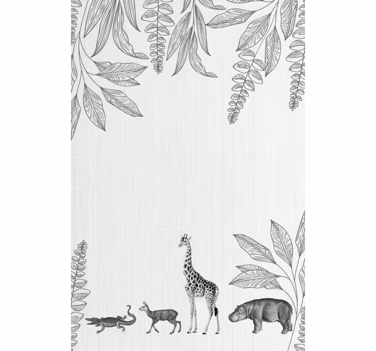 Rolgordijnen kinderkamer Safari dieren en bomen grens - TenStickers