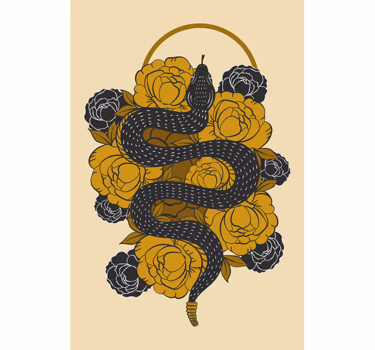 Slang tussen bloemen rolgordijn meer dieren - TenStickers