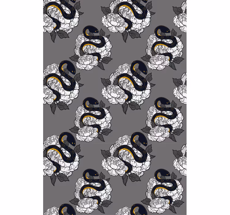 Slang- en bloemenpatroon rolgordijn meer dieren - TenStickers