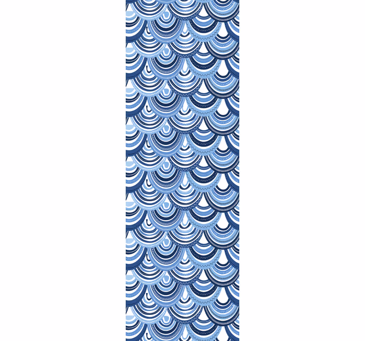 Blauwe golfpatronen patronen rolgordijn - TenStickers
