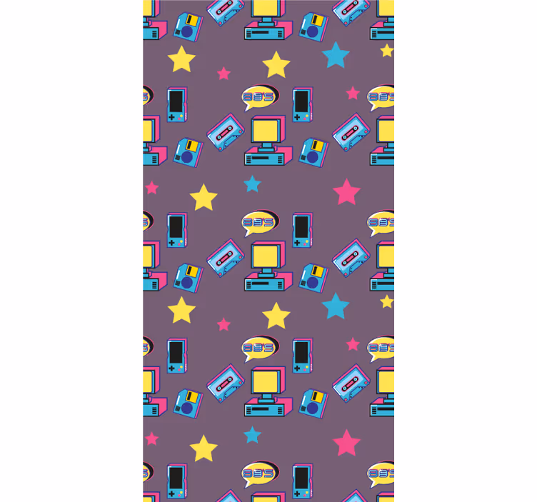 Retro gaming-iconen nerd rolgordijn - TenStickers