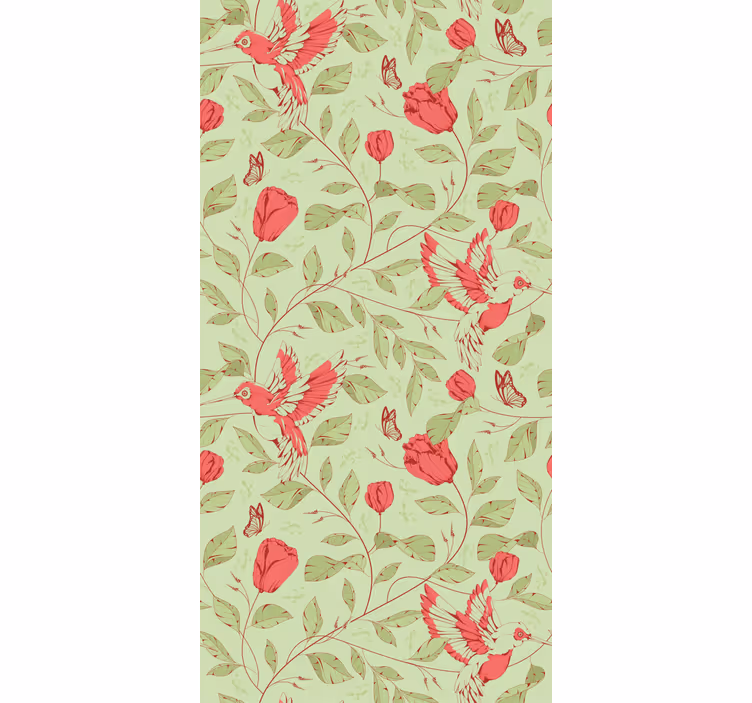 Rolgordijn bloemen en planten kolibries en bloemen - TenStickers