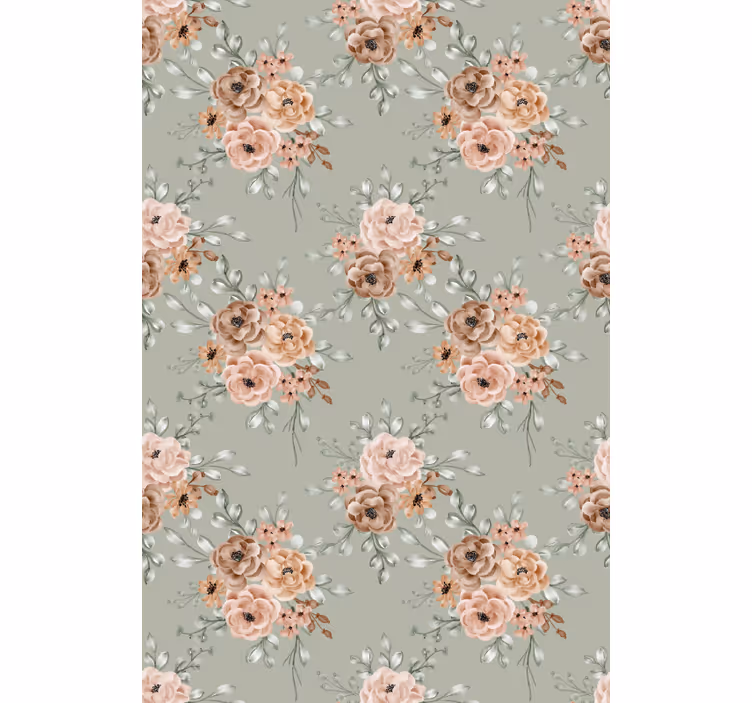 Prachtig beige arrangement rolgordijn bloemen - TenStickers