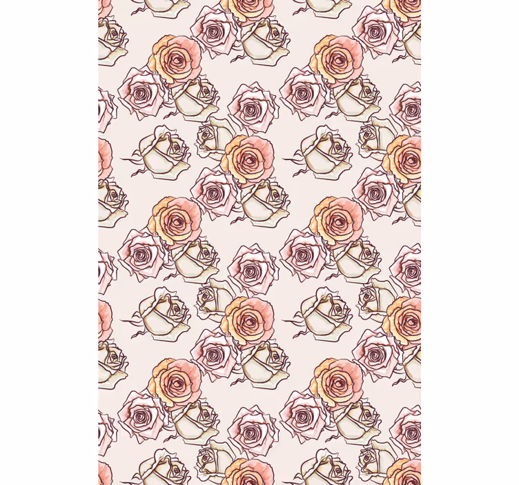 Rozen illustratie patroon rolgordijn bloemen en planten - TenStickers