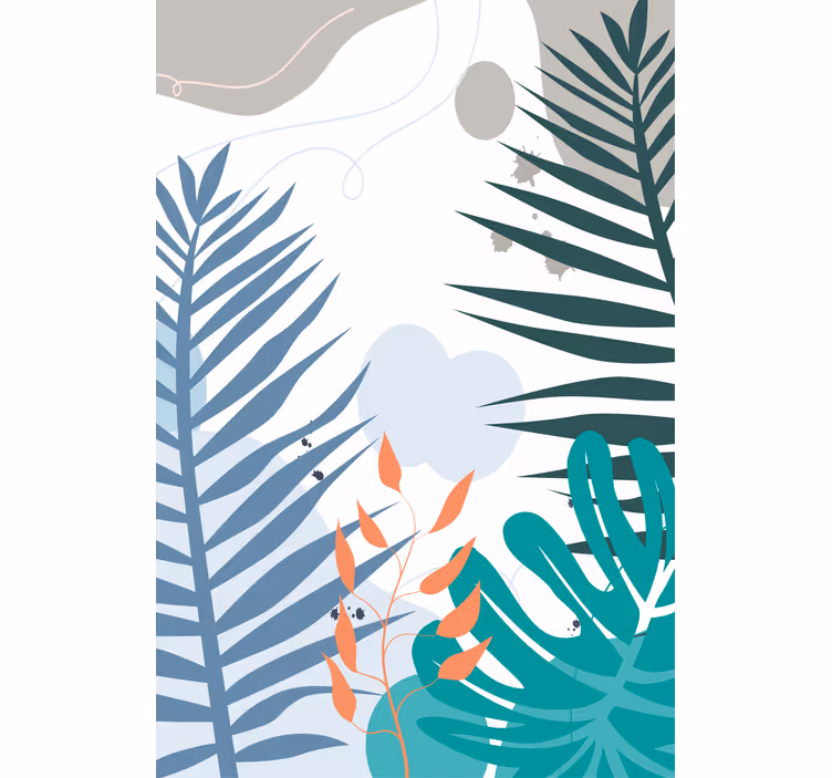 Tropische grote bladeren rolgordijn bloemen en planten - TenStickers