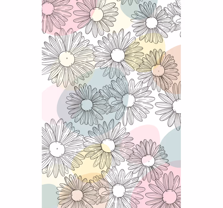 Madeliefjes en pasteltinten rolgordijn bloemen - TenStickers