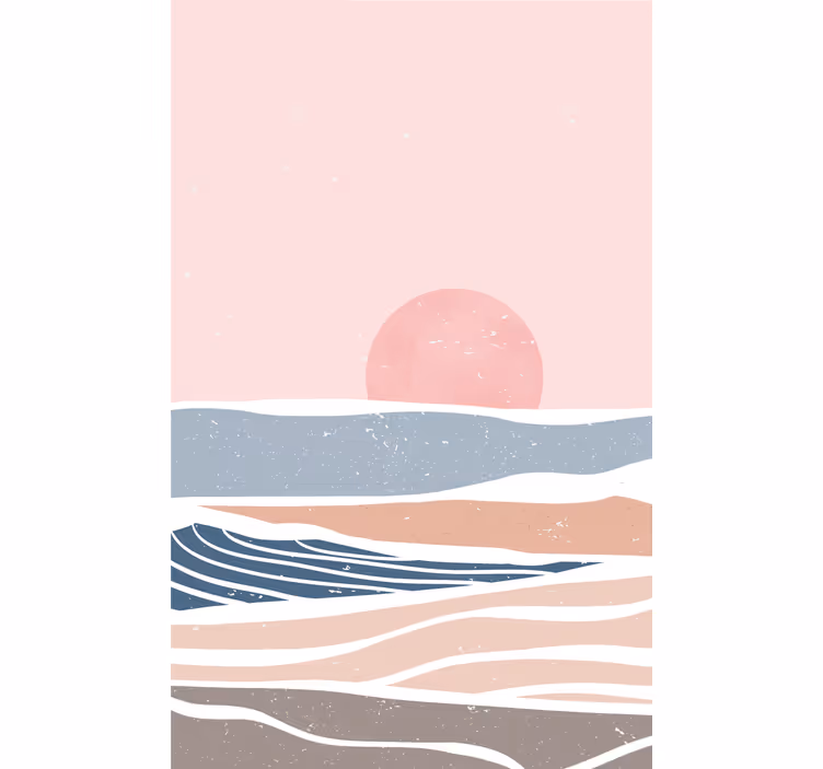 Serene zonsondergang golven rolgordijn meer vintage - TenStickers