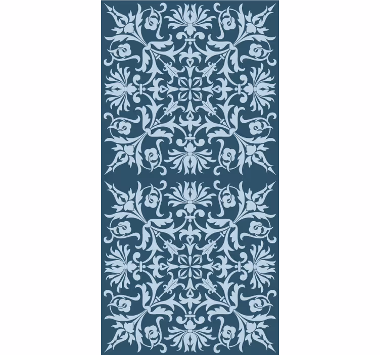 Rolgordijn bloemen en planten franse provinciale blauw patroon - TenStickers