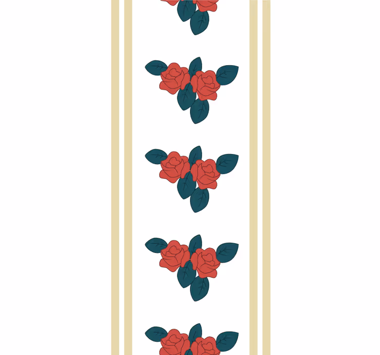 Rozenpatroon met bladeren rolgordijn bloemen - TenStickers