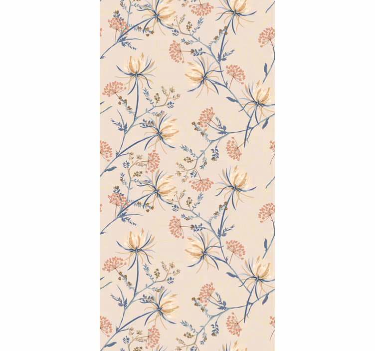 Bloemenbloesem beige patroon rolgordijn bloemen en planten - TenStickers